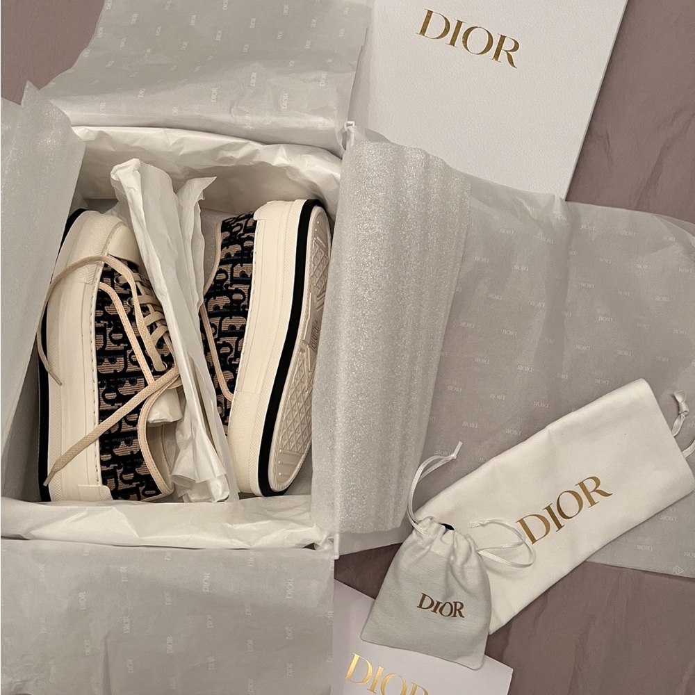 Dior Black and Cream Sneakers Low-Top Canvas